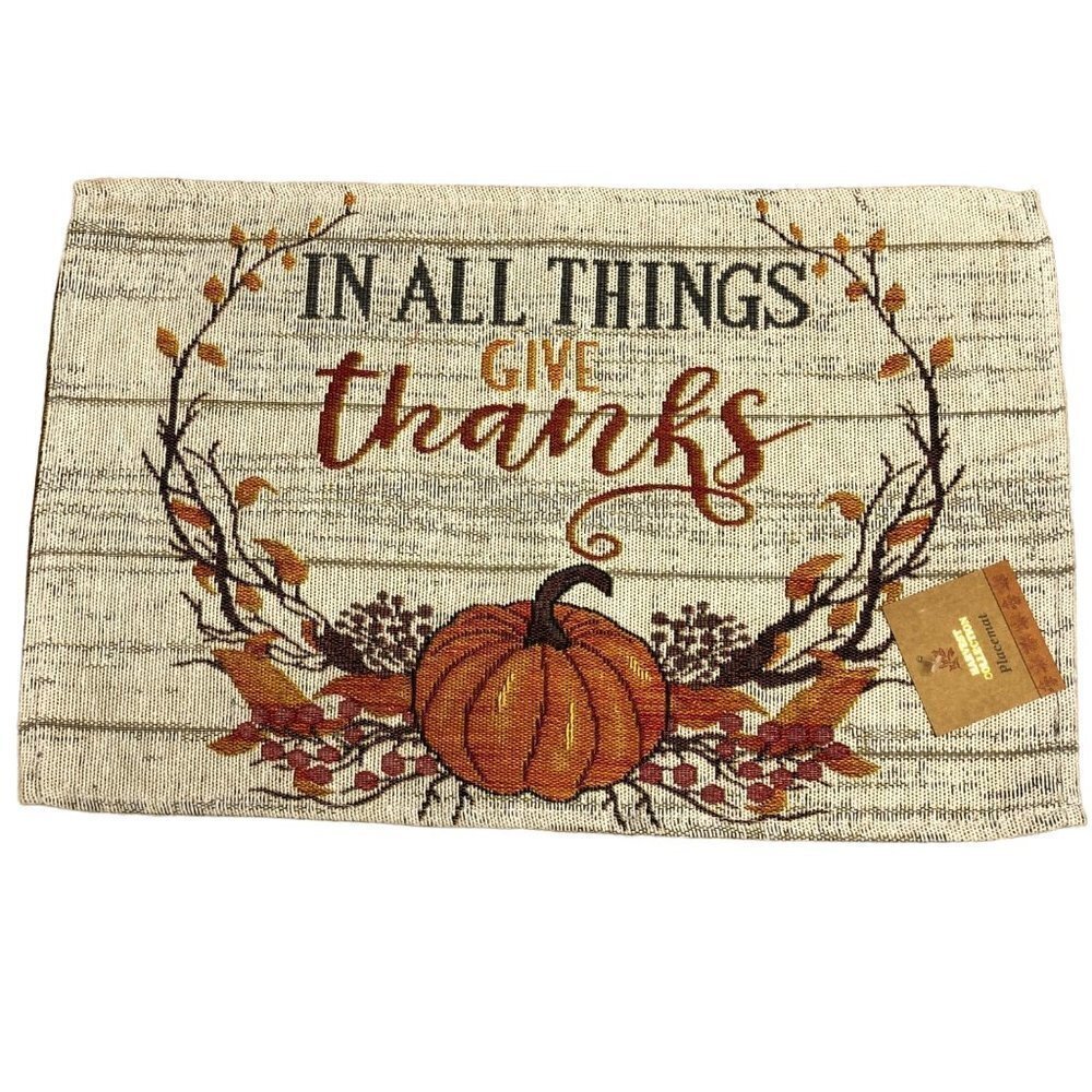 HARVEST COLLECTION SET OF 4 FALL PRINT TAPESTRY PLACE MAT 13X19 NEW WITH TAG